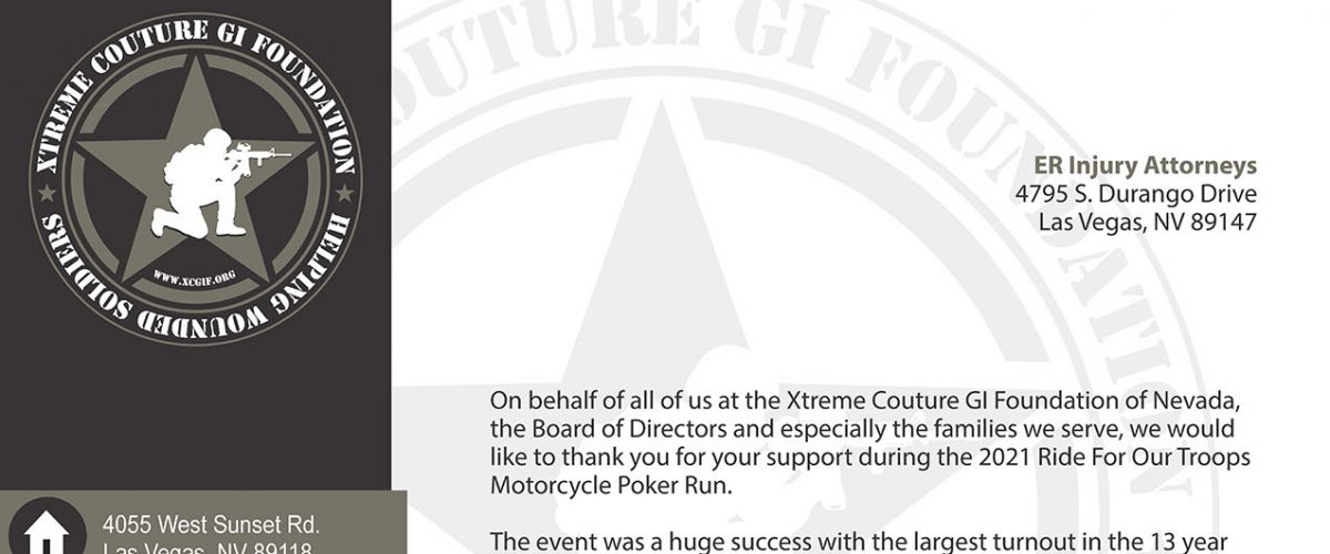Letter of Gratitude from Xtreme Couture GI Foundation